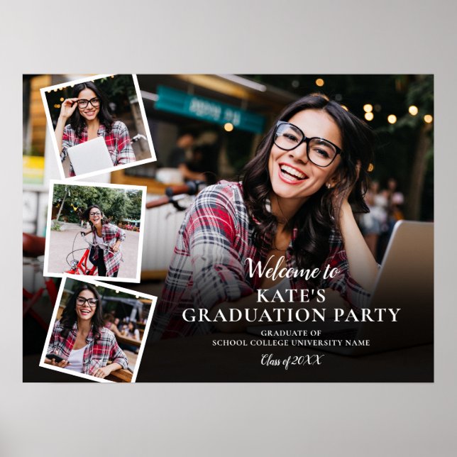 4 Photo Collage Graduation Party Welcome SIgn (Front)