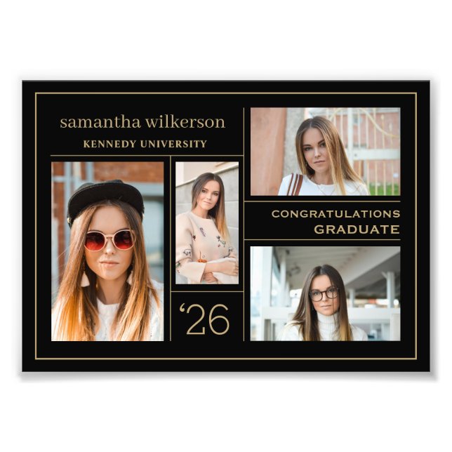 4 Photo Collage Graduation Photo Enlargement Print (Front)