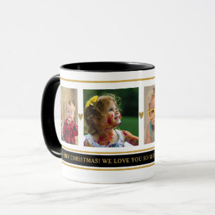 4 Photo Collage Grandkids Grandparents Christmas Mug