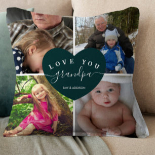 4 Photo Collage Grandpa Gifts Personalised Family Cushion