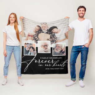 4-Photo Collage Handwritten Forever In Our Hearts Fleece Blanket