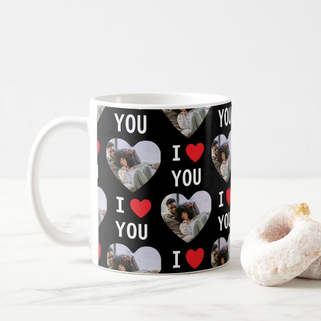 4 Photo Collage I Love You Coffee Mug (With Donut)
