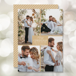 4 Photo Collage Merry Christmas Holiday Card
