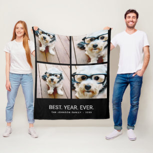 4 Photo Collage Minimalist - Best Year Ever Fleece Blanket