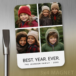 4 Photo Collage Minimalist - Best Year Ever Magnet