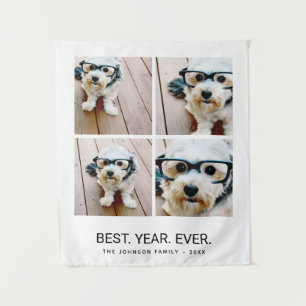 4 Photo Collage Minimalist - Best Year Ever Tapestry