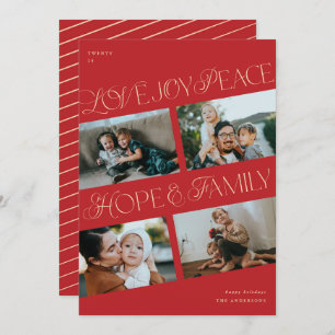 4 Photo Collage Minimalist Chrismtas Holiday Card