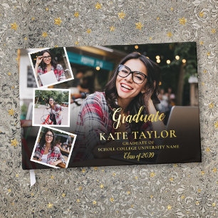  4 Photo Collage Modern Graduation Party Guest Book