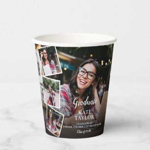 4 Photo Collage Modern Graduation Party Paper Cups