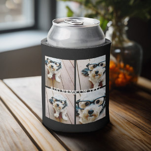 4 Photo Collage - Modern Minimal Square Design Can Cooler