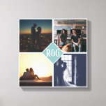 4 Photo Collage Monogrammed Canvas Print<br><div class="desc">4 Photo Collage Monogrammed created by you personalised wall art -  Canvas Print from Ricaso - add your own photographs and text to this great  canvas</div>