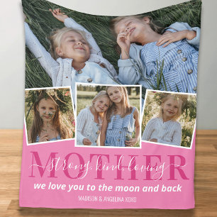 4 Photo Collage Mum Mother Fleece Blanket