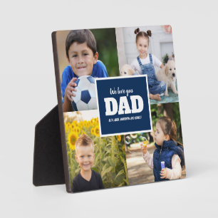 4 Photo Collage Navy Blue Father's Day Plaque