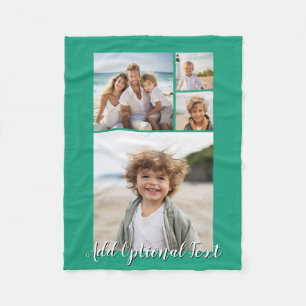 4 Photo Collage Optional Text -- CAN Edit Colour Fleece Blanket