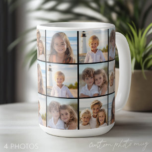 4 Photo Collage Pattern - Modern Grid Coffee Mug