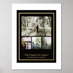 4 Photo Collage Personalised Family Foil Prints