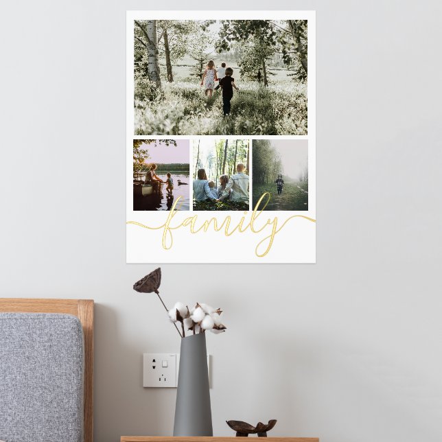 4 Photo Collage Personalised Family Typography Foil Prints (In Situ (Bedroom 2))