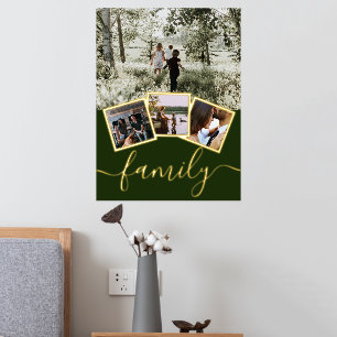 4 Photo Collage Personalised Family Typography Foil Prints
