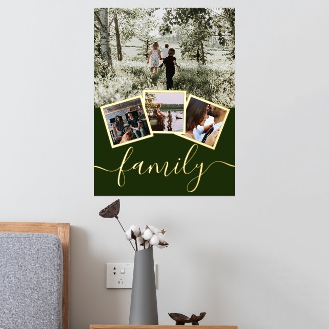 4 Photo Collage Personalised Family Typography Foil Prints (In Situ (Bedroom 2))