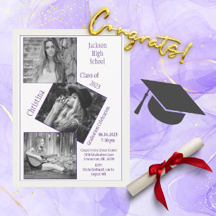 4 Photo Collage Personalised Graduation Announcement