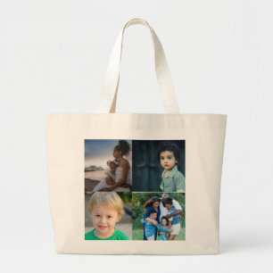 4 Photo Collage Personalised Large Tote Bag