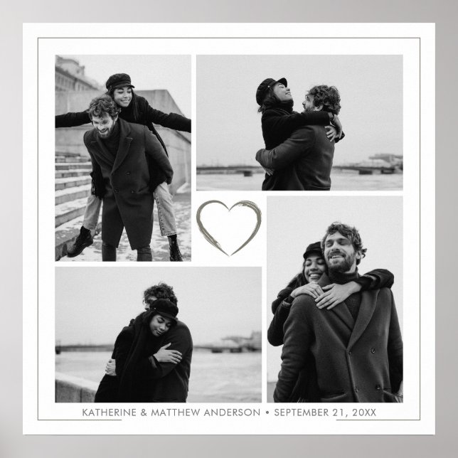 4 Photo Collage Personalised Wedding Anniversary Poster (Front)