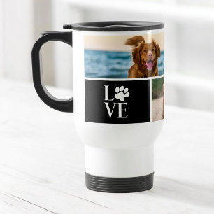 4 Photo Collage Personalized Dog Lover Pet Travel Mug