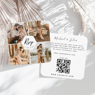 4 Photo Collage Photography Wedding RSVP QR Code   Enclosure Card