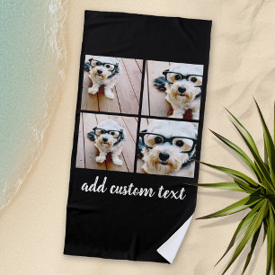 4 Photo Collage - PICK YOUR BACKGROUND COLOR Beach Towel