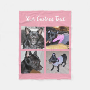 4 Photo Collage   Pink Fleece Dog Blanket