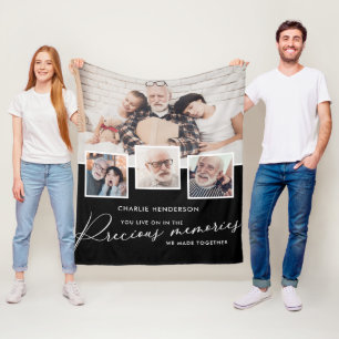 4-Photo Collage Precious Memories Memorial Tribute Fleece Blanket