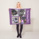 4 Photo Collage | Purple Fleece Dog Blanket