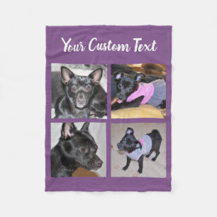 4 Photo Collage   Purple Fleece Dog Blanket