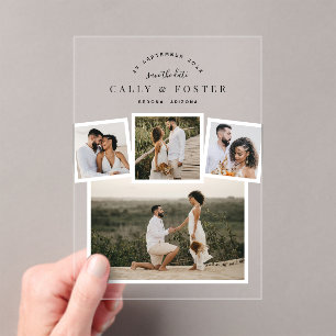 4 Photo Collage Save the Date Clear Acrylic Invitations