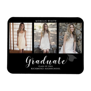 4 photo Collage Simple Modern Graduation  Magnet