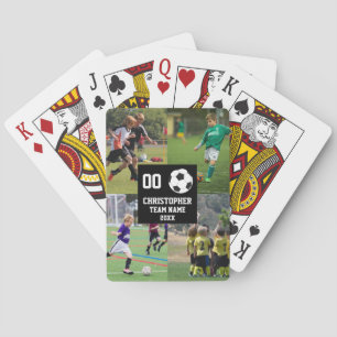 4 Photo Collage Soccer Football Playing Cards