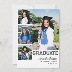 4 Photo Collage Student Graduation Announcement