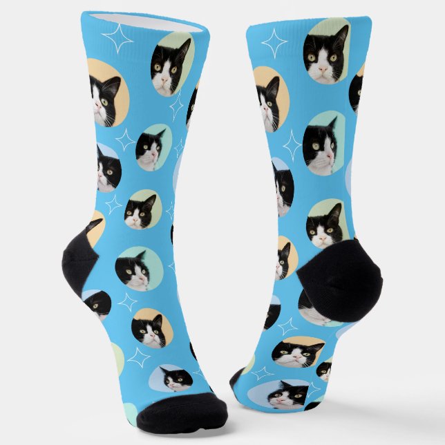 4 Photo Collage Template Make Your Own Light Blue Socks (Angled)