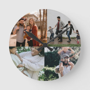 4 Photo Collage Template Round Clock