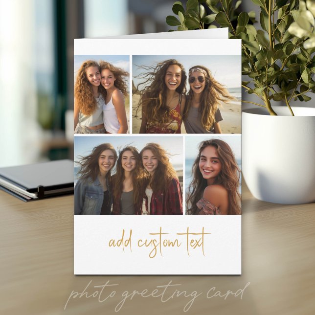 4 Photo Collage - Trendy Script Card (Photo Greeting Card)