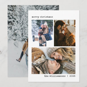 4 Photo Collage Typewriter Minimalist Christmas Ho Holiday Card