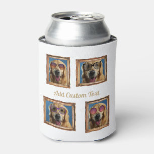 4 Photo Collage Vintage Frame Dogs Pets Family Can Cooler