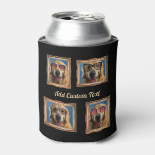 4 Photo Collage Vintage Frame Dogs Pets Family Can Cooler