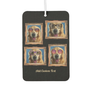 4 Photo Collage Vintage Frame Dogs Pets Family Car Air Freshener