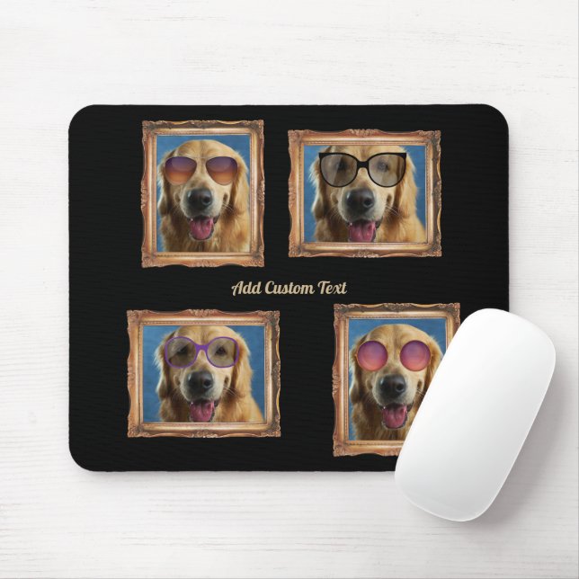 4 Photo Collage Vintage Frame Dogs Pets Family Mouse Mat (With Mouse)