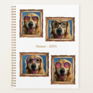 4 Photo Collage Vintage Frame Dogs Pets Family Planner