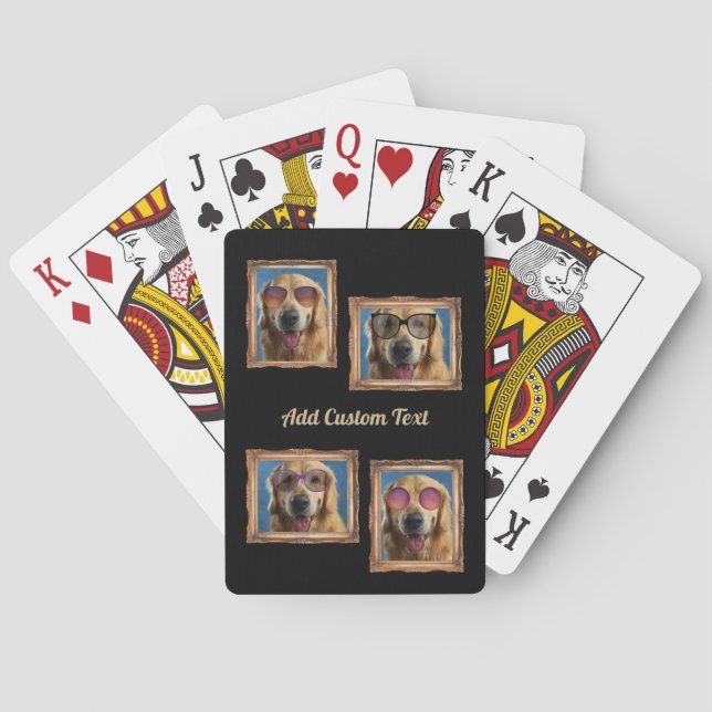 4 Photo Collage Vintage Frame Dogs Pets Family Playing Cards (Back)