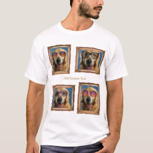 4 Photo Collage Vintage Frame Dogs Pets Family T-Shirt