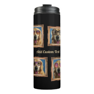 4 Photo Collage Vintage Frame Dogs Pets Family Thermal Tumbler