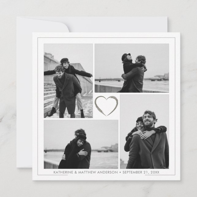 4 Photo Collage Wedding Anniversary Greeting Card (Front)